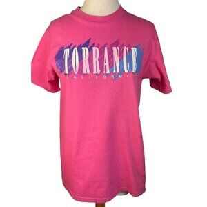 Woman's Casualtees Pink Size L TORRANCE Calif. graphic short sleeve